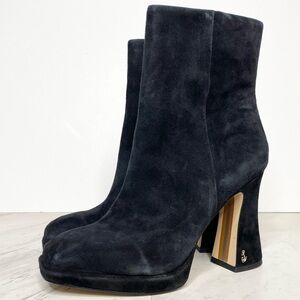 Sam Edelman Jaye Black Suede Heeled Bootie 8 1/2 M
